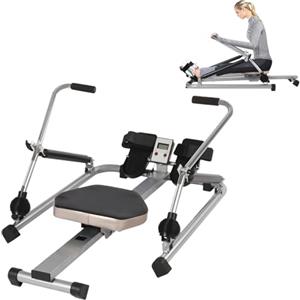 HUOMMGS Vogatore per casa, 15 - 55 kg, resistenza regolabile, vogatore idraulico, fino a 120 kg, attrezzo professionale per allenamento con braccia mobili a 360°