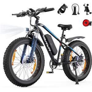 VARUN Bici Elettrica Uomo, 26''*4.0 Fat Tire Bicicletta Elettrica, Batteria Rimovibile 48V 13Ah, Autonomia 100Km, 250W Motore, 5 Modalità, 7 Velocità MTB Elettrica, E Bike Fuoristrada/Pendolari