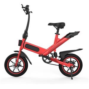 HBFTXRIDE Bicicletta Elettrica Pieghevole, 14 Bici Elettrica Adulto Max Velocità 25km/h, 36V 10.4AH Batteria al Litio, Fino a 30-45km Bike Elettrica Uomo Donna, Pedalata Assistita (Rosso)