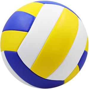 GENERIC Pallone da pallavolo da spiaggia e indoor con struttura in PVC e gomma, palla impermeabile cucita a macchina soft touch in blu, bianco giallo, resistenza e attrazione