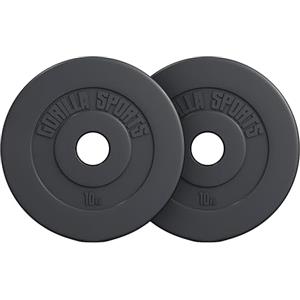 GORILLA SPORTS® Dischi Pesi - Singolo o Set, 1,25/2,5/5 / 10/15 / 20 / 30kg, per Manubri e Bilancieri, Foro 50mm, Nero - Olimpici, Sollevamento, Piastre, Sport, Allenamento