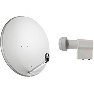 Electronic Megastore KIT PARABOLA ANTENNA SATELLITARE DA 80 CM SKY CONVERTITORE LNB 2 USCITE TWIN DVB-S