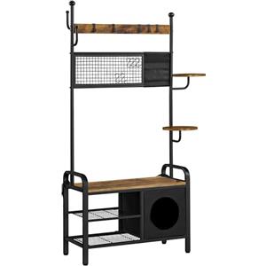 Yaheetech Appendiabiti E Casetta Gatti 2 in 1 Brown Clothes Rack