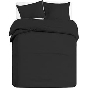 BANZAII TEXTILE INNOVATOR ONLINE Banzaii Set Copripiumino Bicolor 100% Microfibra con Federa Double Face Singolo 150x200 cm Nero/Nero