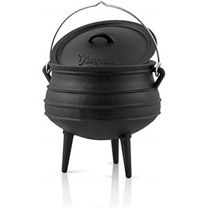 BBQ-Toro Potjie l pentola per streghe in ghisa, pentola in ghisa l Forno olandese sudafricano (Potjie #3 (ca. 8 Litro), con piede)