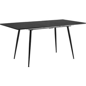 39F FURNITURE DREAM Mesa extensible Estilo scandinavo con tapa Madera Negra y Patas de Metal Negro y Dorado para cocina, comedor salón, MDF, Nero, 120-160x80x75 cm