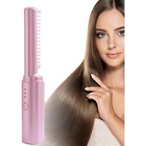 Generico Minii Piastra Capelli Ricaricabile, 2 in 1 spazzola lisciante portatile senza fili con 3 temperature regolabili, pettine arricciacapelli, Pettine Lisciante, per Capelli da Viaggio Uomo e Donna