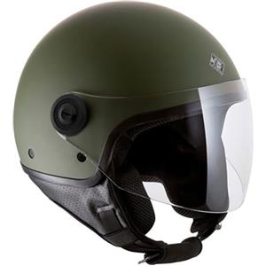 Tucano Urbano El'Jettin 6.0 Casco Demi Jet Unisex. Moto in Policarbonato, Scooter Small Fit. Calotta XS-M e L-XXL. Estate Inverno. Omologato ECE 22.06. Verde Opaco Tg. M