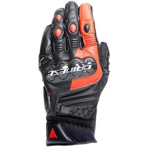 Dainese - Carbon 4 Short Gloves, Guanti Moto Corti in Pelle, con Protezioni delle Nocche in Carbonio, Uomo, Nero/Rosso Fluo, XXL