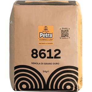 FARINA PETRA 5 Kg Petra 8612 Semola di Grano Duro Professionale - Granulometria Costante, Alto Assorbimento, Colore Giallo Intenso - Ideale per Pasta Fresca e Secca, Pane e Pizza - Senza Additivi