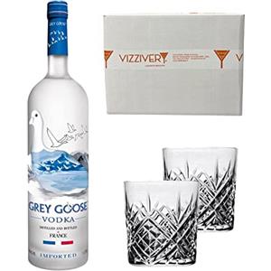 Generico Grey Goose Vodka Original 40% Vol. 1000 ml - Due Bicchieri In Vetro da 300 ml
