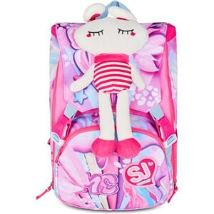 SJ GANG STYLE JAM GANG Zaino Scuola Estensibile Big, Fucsia, Zaino con Divisorio Interno, Tasca Superiore Peluche, Tasca per Borraccia, 24 L, Zaino Scuola Elementare, Bambina