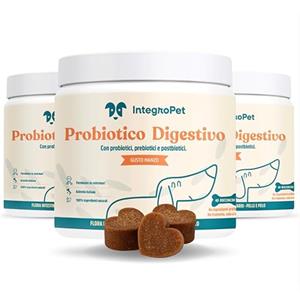 INTEGROPET - Probiotico per Cani Gusto Manzo 3 Confezioni - Integratori Probiotici per Cani per Intestino, Prurito e Sistema Immunitario (120 Bocconcini)