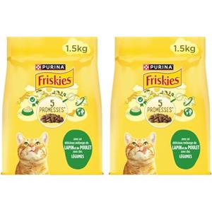 FRISKIES Coniglio, Pollo e Verdure - 1,5 KG - Crocchette per gatti adulti (Confezione da 2)