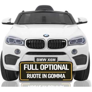 Mondial Toys BMW X6M 12V Auto Elettrica per Bambini con Telecomando Parentale - Macchina Elettrica con Sedile in Pelle, Ruote in Gomma EVA, Luci LED, Porte Apribili, MP3 USB, Soft Start, Carico 30 kg Bianco