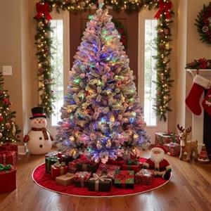 Himimi 180cm Albero di Natale Artificiale Innevato 250 LED RGB Premium Abete Natalizio Base Metallica Pieghevole 1000 Punte Rami Decorazione Bianco 2025