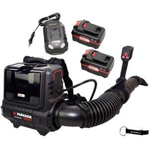 HEADNMORE® Bundle - Soffiatore per foglie a zaino PARKSIDE PERFORMANCE® 40V (batteria 2x4Ah) + portachiavi