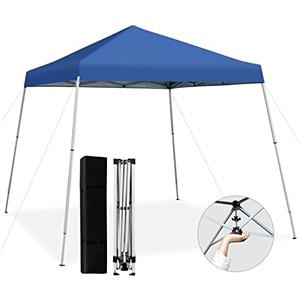RELAX4LIFE Gazebo da Giardino Pieghevole 3x3x2,6M,Gazebo da Esterno Impermeabile,Altezza Regolabile,Gazebo Pop-Up per Fiere,Mercato,Campeggio (2,35x2,35x2,32/2,46/2,6M,Blu) (OP390-1)