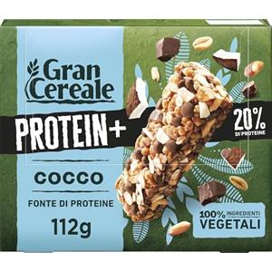 Gran Cereale, Barrette Proteiche con Cocco e Cioccolato Fondente, Snack di Frutta Secca con Proteine, Confezione da 4 Barrette