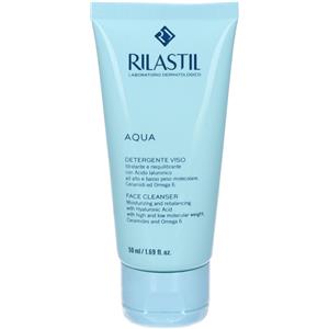 Rilastil Aqua Detergente Viso Idratante 50 ml - Detergente fluido a pH fisiologico per tutti i tipi di pelle
