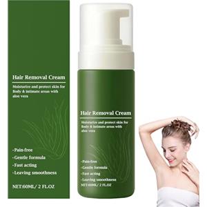 blmcoos Crema depilatoria maschile con aloe vera naturale, crema depilatoria per pelli sensibili, crema depilatoria indolore per viso e corpo, schiuma depilatoria morbida, idrata e lenisce la pelle (1)