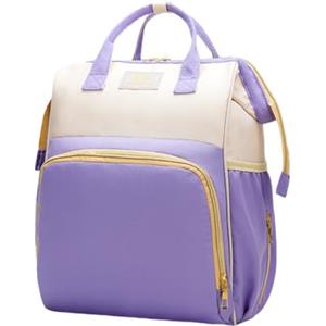 Chickwin Borsa Zaino Fasciatoio Neonato, Borsa Pieghevole per Culla, Zainetto Fasciatoio Grande Multifunzione Borsa Bebè per Mamma e Papà (Viola,38 * 25 * 17cm)