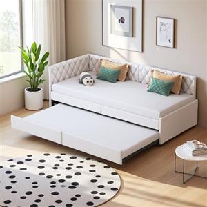Mokylor Divano letto matrimoniale convertibile 90/180 x 200 cm, letto estraibile con rete a doghe estensibile, pieghevole, funzione di letto, velluto, materasso non incluso (Beige, B)