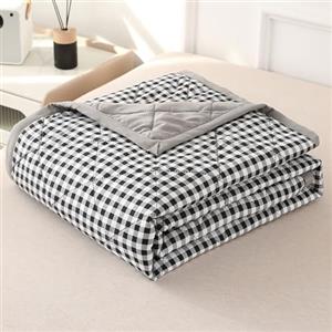 DOTBUY-SHOP Copriletto Trapuntato Matrimoniale Singolo, Controllo Trapuntino Coperta Estivo Primaverile Reversibile Trapunta Autunno Coperta Leggera per Camera da Letto (Nero,150x200cm)
