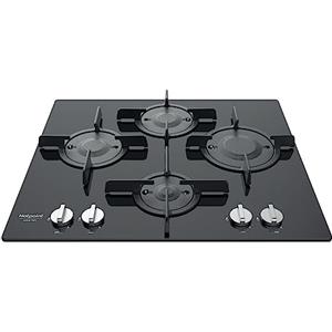 Hotpoint FTGHG 641 D/HA(BK) 60 cm, 4 fuochi, Nero, griglie in ghisa