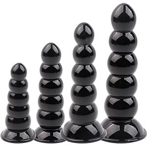 HGDTYRI Grandi palline anali in silicone, plug anale con ventosa, dildo anale con 5 palline, massaggiatore for la prostata, dilatatore anale, giocattoli sessuali for uomini e donne(Schwarz-XL)