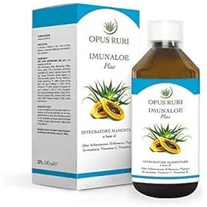OPUS RURI Imunaloe Plus - Integratore Alimentare con Echinacea, Papaya Fermentata, Vitamina C, Vitamina E e Bergamotto - 500 ml - Integratore Sistema Immunitario - Made in Italy