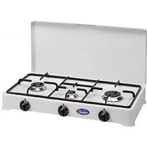 CFParker Parker FORNELLO da Tavolo Bianco A Tre 3 FUOCHI Alimentazione METANO per Uso Esterno - Made in Italy 5328CBGPm