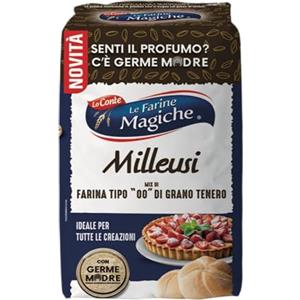 Lo Conte Le Farine Magiche Milleusi, Farina di Grano Tenero Tipo 00 con Germe Madre Naturale, Ideale per Pane, Pizza, Torte e Pasta Frolla, Alta Digeribilità, Formato Confezione da 1kg