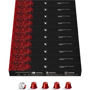 Nespresso CAPSULE NESPRESSO ORIGINALI - Ispirazione Napoli, 100 Capsule Nespresso, Intensità 13 su 13, Linea Original, Capsule Riciclabili Nespresso