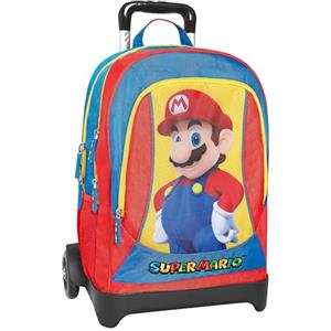 Franco Cosimo Panini Zaino Scuola Trolley Super Mario con Maniglia Regolabile, Trolley Staccabile, Spallacci Imbottiti, 2 Scomparti e Tasca Frontale