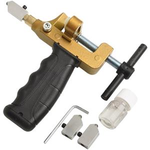 Eawfgtuw Tagliapiastrelle e vetro 2 in 1, strumento manuale in lega di acciaio con manico lungo ergonomico per tagliare piastrelle, vetro, specchi e altro ancora, pinze di precisione per taglio