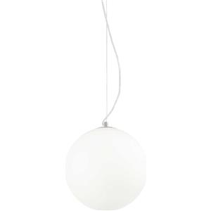Ideal Lux Mapa SP1 D30 Lampada a Sospensione Elegante in Metallo Bianco e Vetro Soffiato