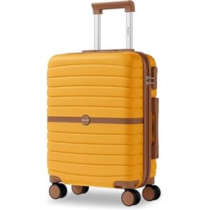 KONO Valigia Bagaglio a Mano 55x40x20 Rigida ABS+PC Trolley con 8 Ruote Leggero (55 cm, Giallo)