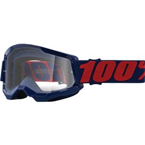 100% Motocross Brille Strata 2 Klar, Masego - Dunkelblau Rot, HU-GOG-1055