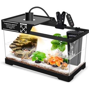 GOZILLA Kit Tartarughiera (Acquario+Lampada+Filtro), Kit Starter Tartarughiera PC Aggiornato con Lampada Regolabile & Filtro, Habitat Nascondiglio per Rettili con Coperchio per Piccoli Rettili. (40 ×