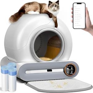 GESEILAY Lettiera Gatto Autopulente, Lettiera Automatica per Gatti, Capacità 65 Litri + 9 Litri, Rimozione Efficiente Degli Odori Sgradevoli, Controllo app, Lettiera Gatto Automatica Più Gatti