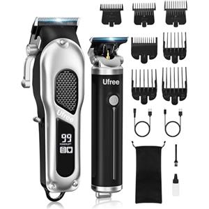 Ufree Set di tagliacapelli da uomo, tagliacapelli professionale e tagliacapelli, senza fili, per tagliare i capelli, per barba, barbiere, rasoio elettrico ricaricabile, regalo per uomo