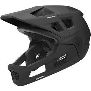 Fxzqgnh Casco da Mountain Bike, Casco da Ciclismo con Ventilazione E Mentoniera Removibile, Accessori per Adulti, Casco da Bicicletta, Nero