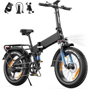 AOIHO Bici Elettrica, 20×4.0 Fat Tire Bici Elettrica Pieghevole, 7 Velocità Bicicletta Elettrica da 48V 624 Wh Batteria Rimovibile, Autonomia di 120 KM, 250W Motore, E-Bike da per Ogni Terreno