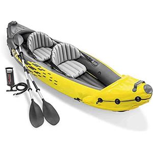 FJAUOQ Gonfiabile 2 Posti Super Capiente Canoa Gonfiabile Stabile e Leggera Kayak Gonfiabile Comodo e Maneggevole 2 Persone Set Completo Pronto all'Uso