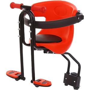 KigerNee Seggiolino per bicicletta per bambini Mountainbike [seggiolino di sicurezza] fino a 50kg, seggiolino anteriore per mountain bike con sedile/schienale regolabile, pedaliera pieghevole e barra di