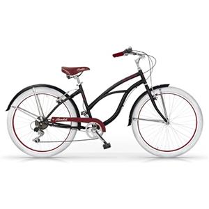 Tecnobike Shop Bici Cruiser MBM Honolulu Donna Ruota 26 Cambio 6 Velocità (Nero)
