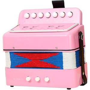 F Fityle Fisarmonica per bambini, strumento musicale giocattolo a 7 tasti, mini fisarmonica compatta per bambini, 7 tasti, regalo di compleanno per ragazzi e, Rosa