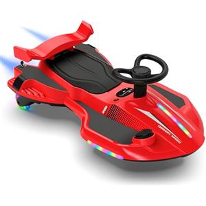 LALAHO Macchina Elettrica Per Bambini 12 V con Pedale, 2 in 1 Auto Elettrica con 2 Velocità, Luci LED, Protezione Antiribaltamento, ruote luminose, per bambini dai 3 anni in su (Rosso-Nero)