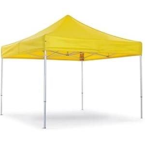 GrecoShop Gazebo Pieghevole Impermeabile 3x3m Giallo Ocra Copertura PVC, Struttura a Fisarmonica, Ideale per Mercatini, Fiere, Eventi, Catering, Esposizioni, Aree Vendita e Stand Promozionali - 5559